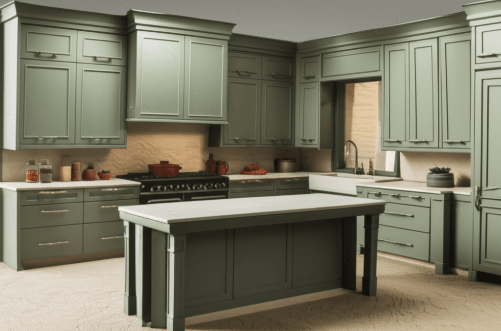 A luxurious modern kitchen with a large 1.2-meter-wide island bench and a seamless butler's pantry entrance