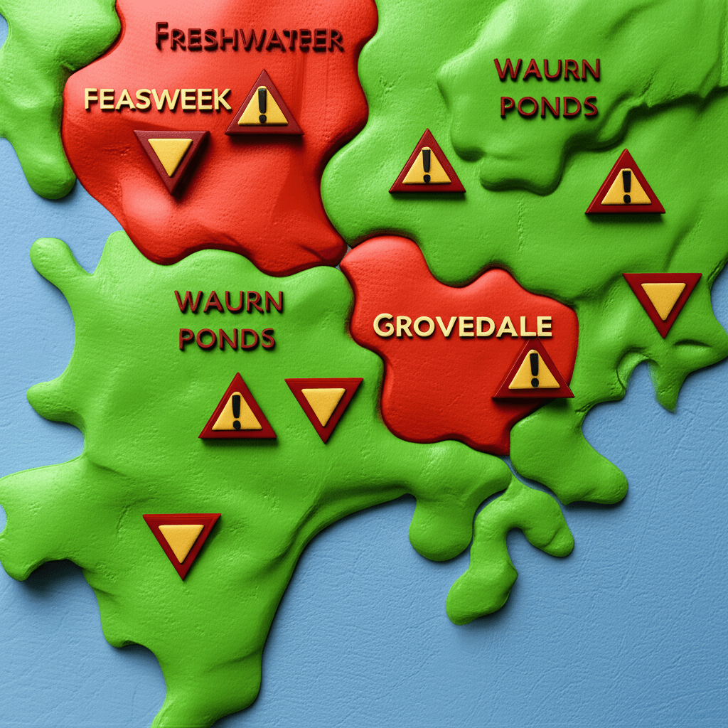 Investors should be cautious of Geelong suburbs with high building approvals like Freshwater and Waurn Ponds, while established areas like Grovedale present better opportunities for growth.