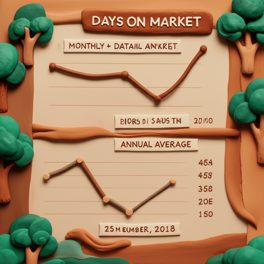 An analytical dashboard comparing monthly vs. annual 'Days on Market' data for a typical Australian suburb, showing volatility.