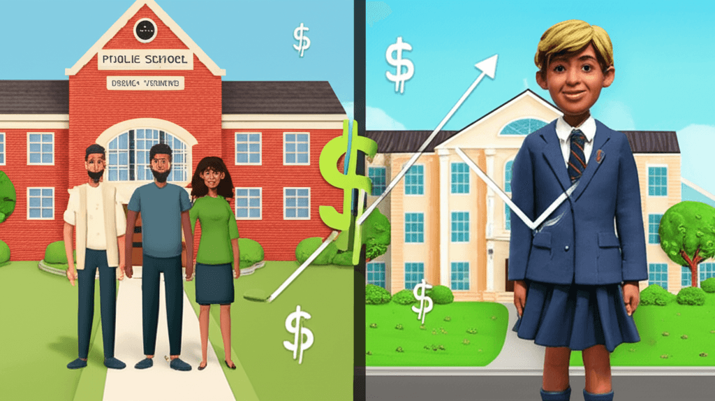 Families must carefully weigh the financial implications of buying into an expensive public school catchment versus paying for private school tuition.