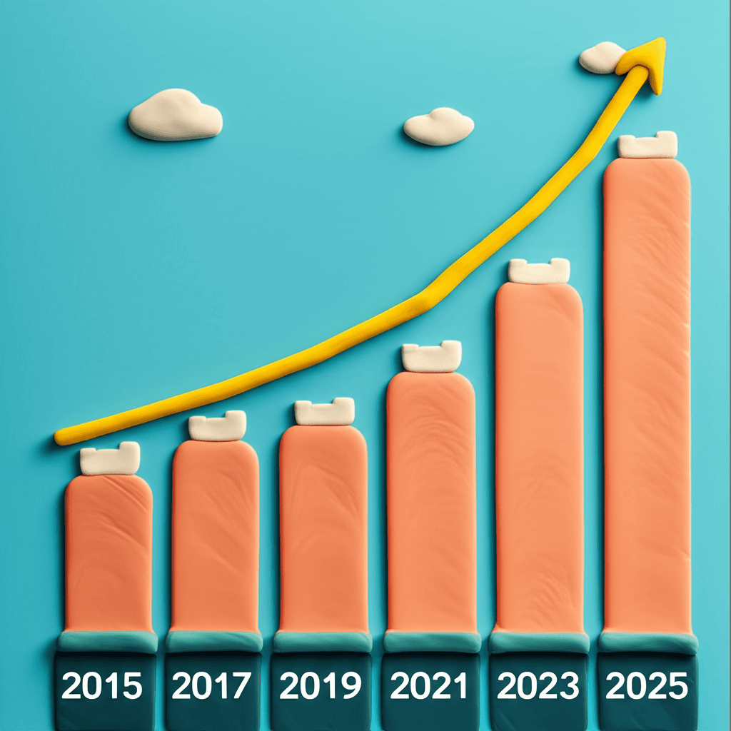 A vibrant chart showing the widening gap between Australian property prices and average Gen Z income from 2015 to 2025
