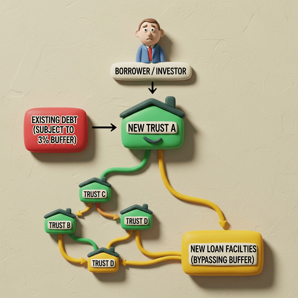 By creating multiple trusts, investors could get new loans without the bank applying the 3% serviceability buffer to their entire debt portfolio.