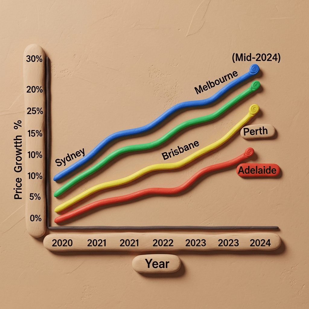 Data shows Melbourne's property value growth has been significantly slower since March 2020 compared to other major Australian capital cities like Sydney, Brisbane, Perth, and Adelaide.