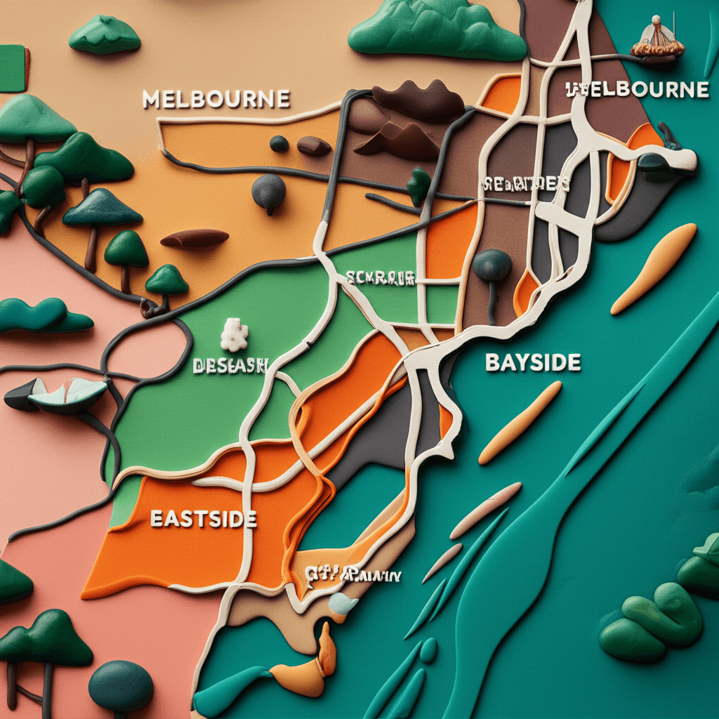 A stylized map of Melbourne highlighting the top-performing eastern and bayside council areas