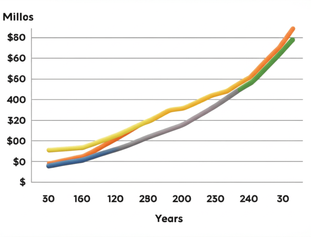 By using an interest-only strategy to acquire two properties instead of one, an investor can leverage compounding capital growth to build a significantly larger portfolio over time.