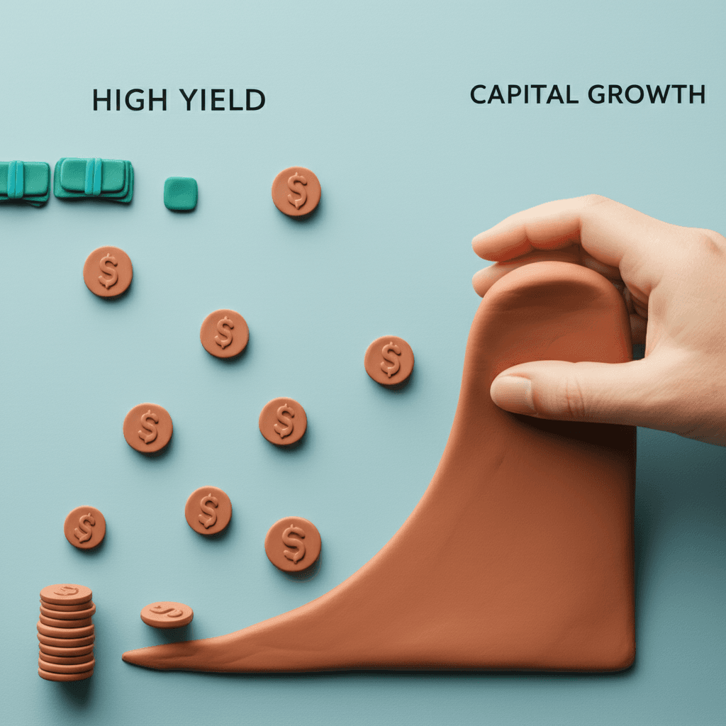 Prioritising capital growth over a marginally higher rental yield is the most effective strategy for building significant long-term wealth in property investment.