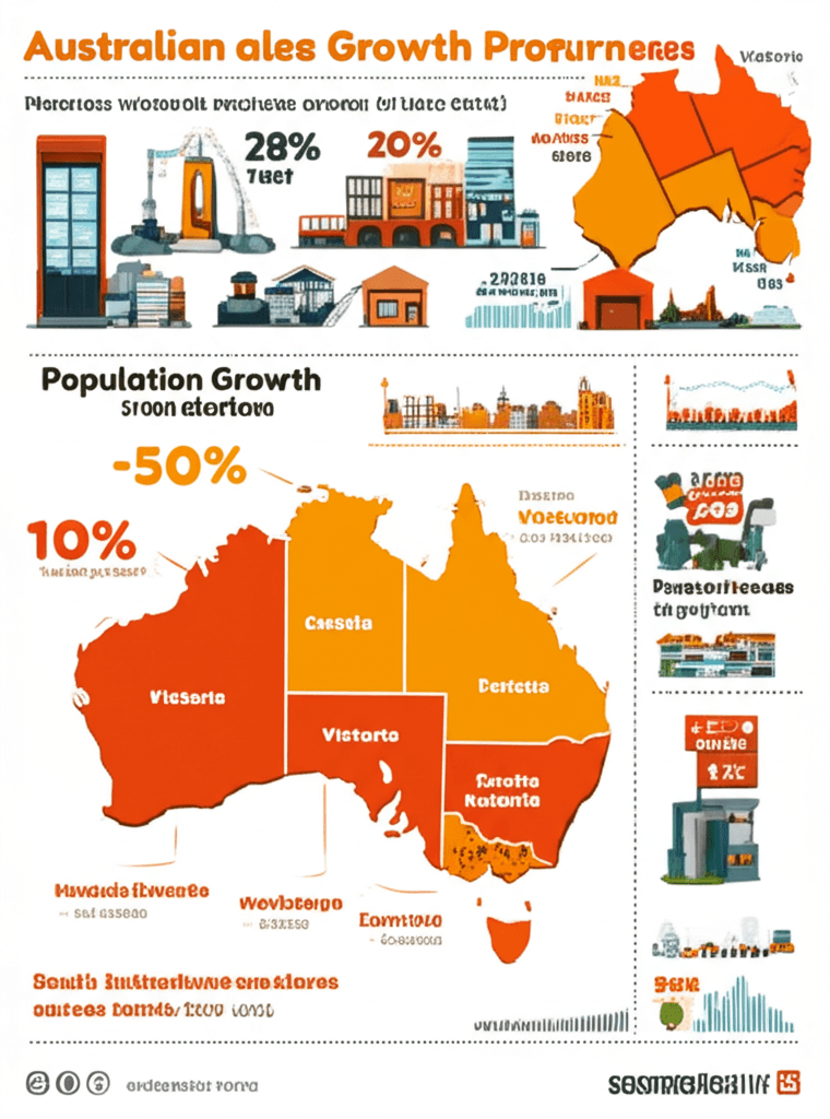 Victoria exhibits strong population growth at 2.1% but maintains an average economic growth ranking, creating a stable environment for property investment.