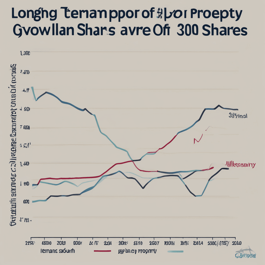 A line graph comparing the long-term growth of Australian property versus Australian shares over 30 years