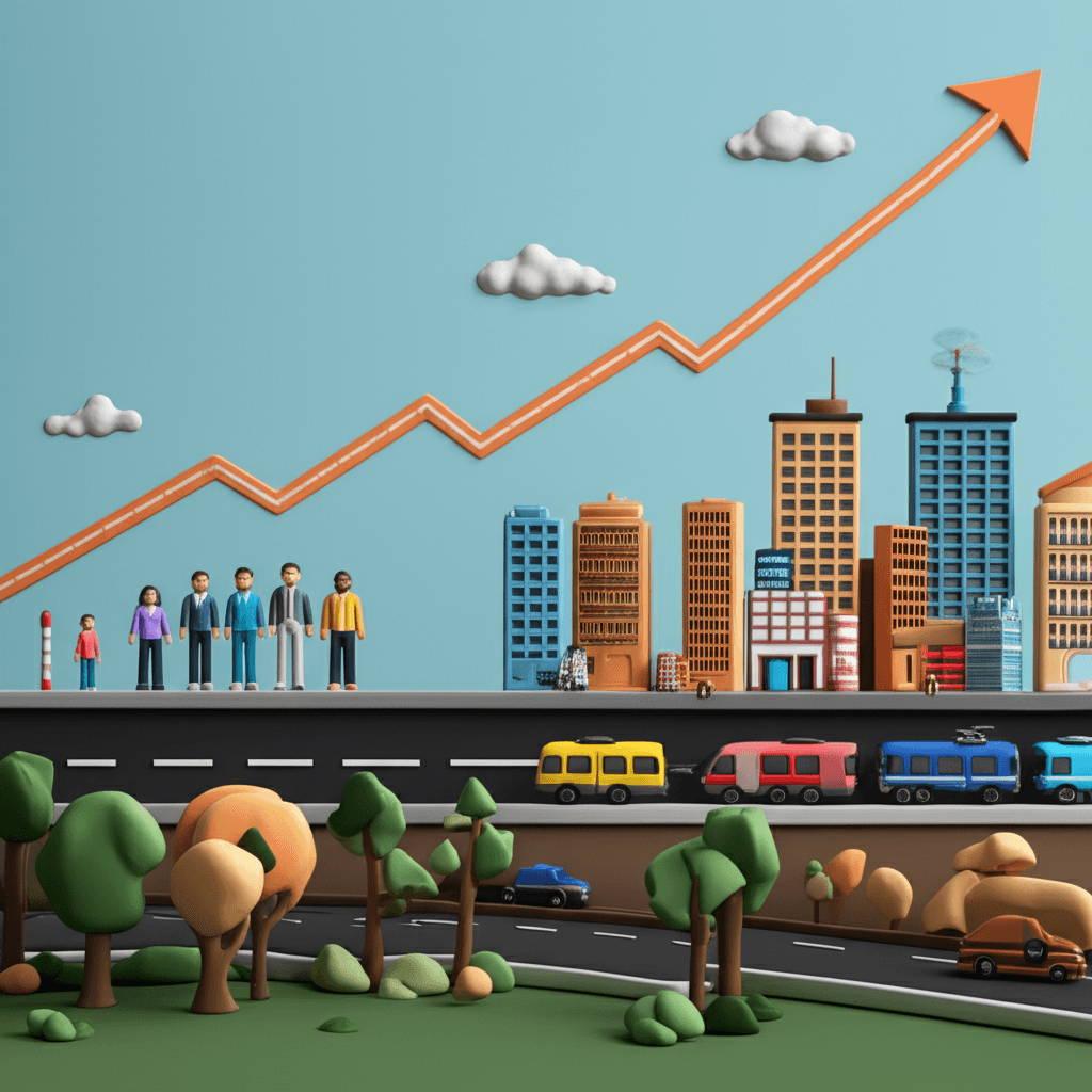A digital infographic illustrating key property market fundamentals like population growth, infrastructure, and employment diversity.