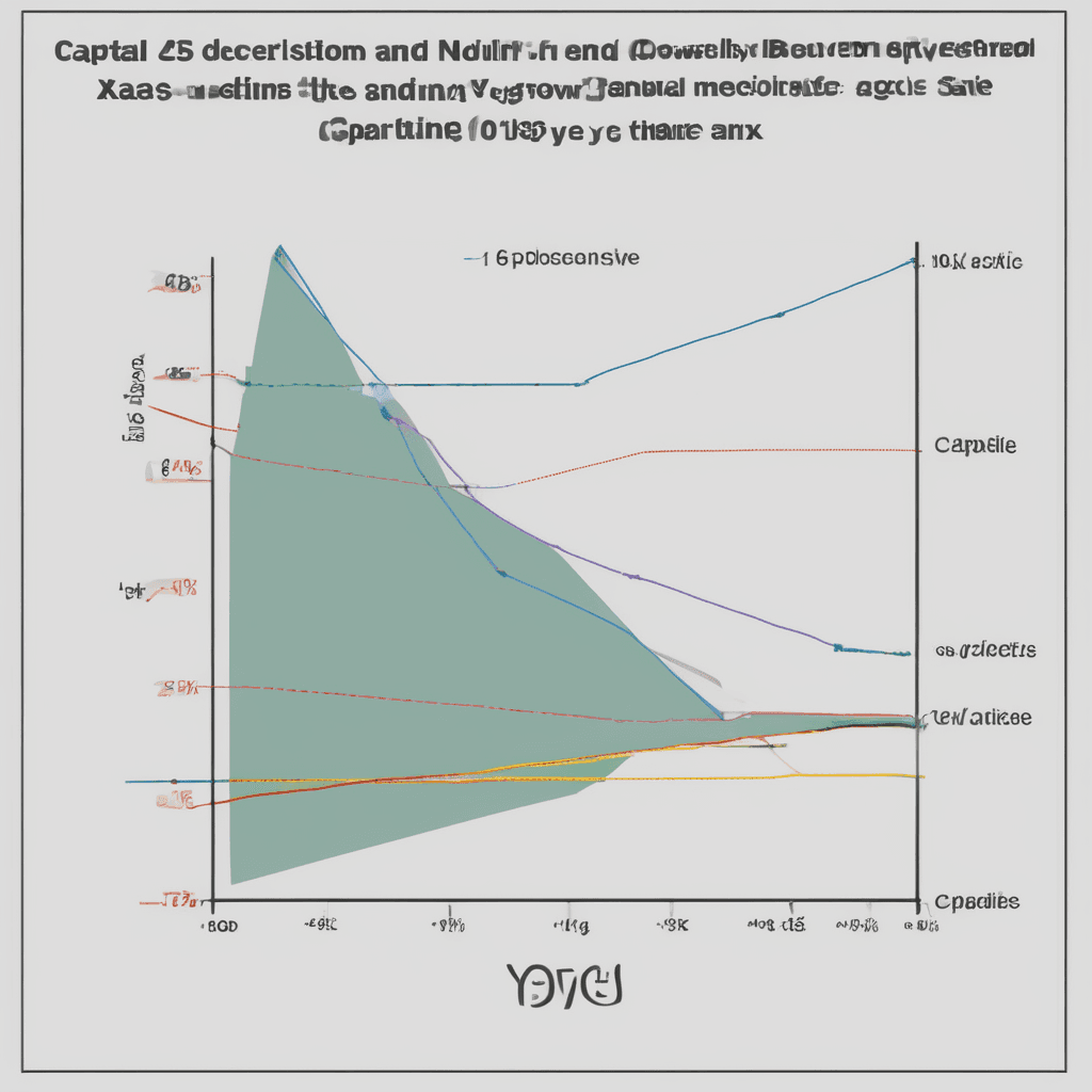 A decile chart showing a clear downward trend line, illustrating the inverse relationship between dwelling growth (x-axis) and capital growth (y-axis) over 10 and 15-year periods.