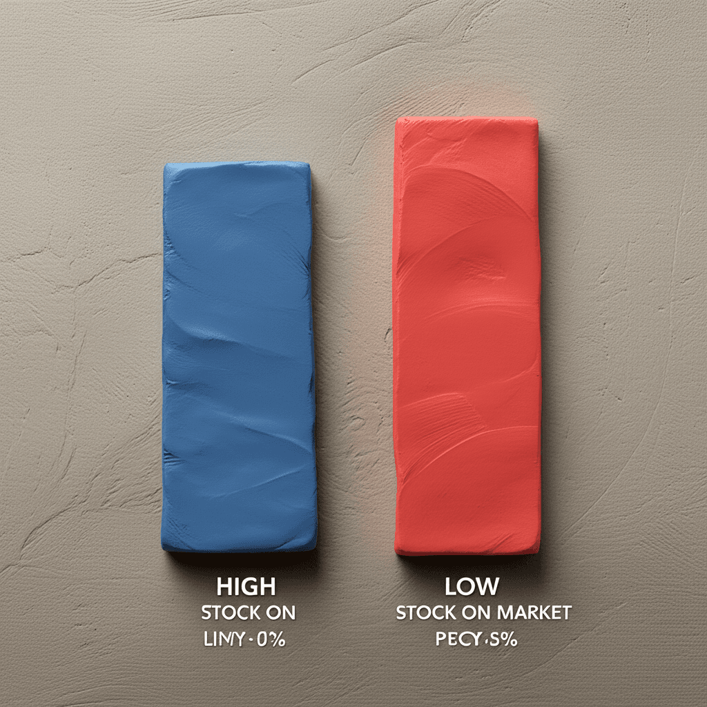 A comparative bar chart showing high vs. low Stock on Market percentages for two different suburbs