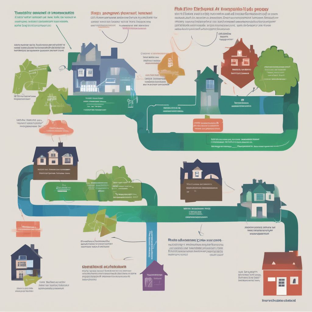 A flowchart diagram illustrating different pathways to funding a property investment, including equity release, savings, and guarantor loans