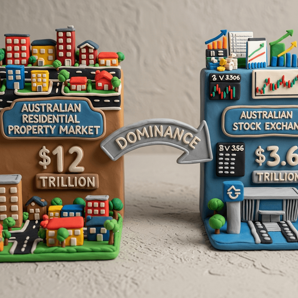 The Australian residential real estate market's $12 trillion valuation dwarfs other investment vehicles, making it the dominant asset class for household wealth.