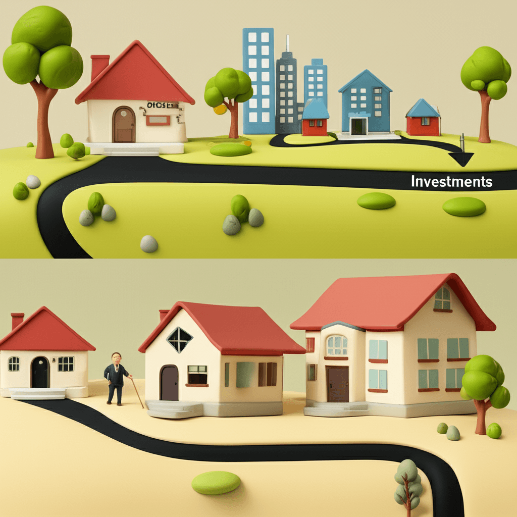 A comparison between buying a primary residence and rentvesting, which involves purchasing investment properties while renting a home to live in.