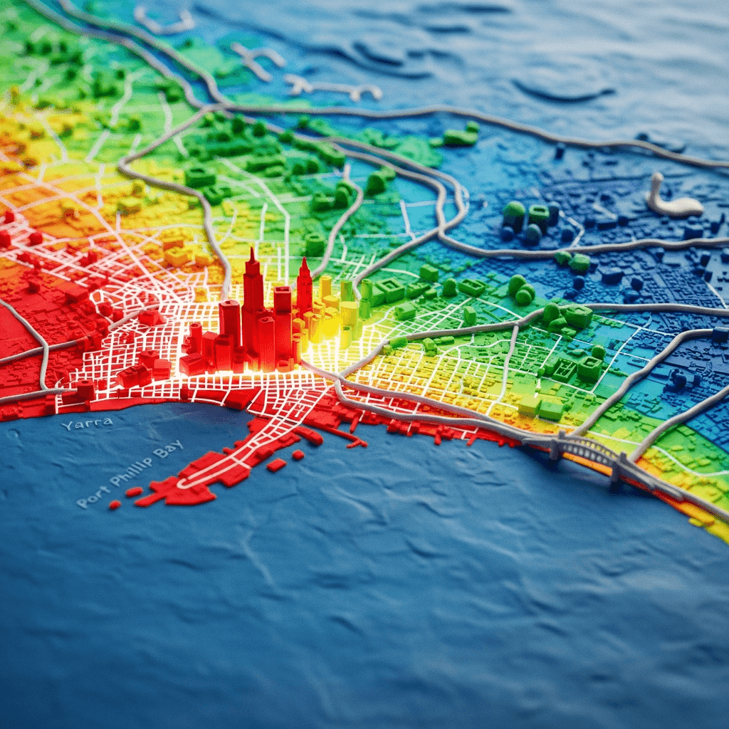 Property prices in Melbourne are strongly correlated with proximity to the CBD and coastline, with data showing a significant premium for homes in well-connected, amenity-rich areas.
