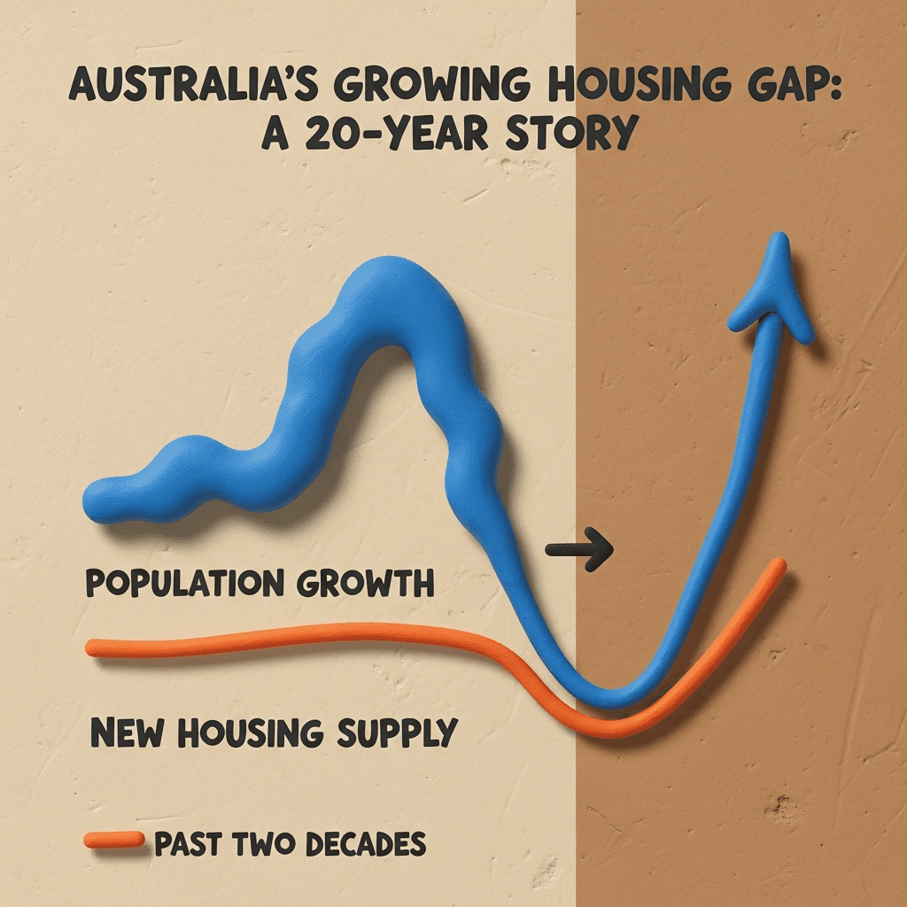 Long-term population growth has consistently outpaced new housing construction, creating a structural supply deficit that impacts today's property market.