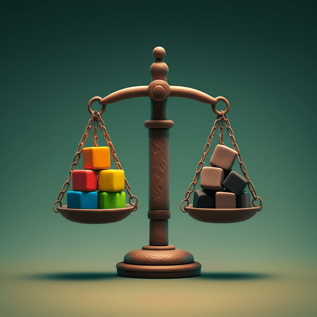 A modern graphic representing the scales of justice balancing arguments for and against negative gearing in Australia
