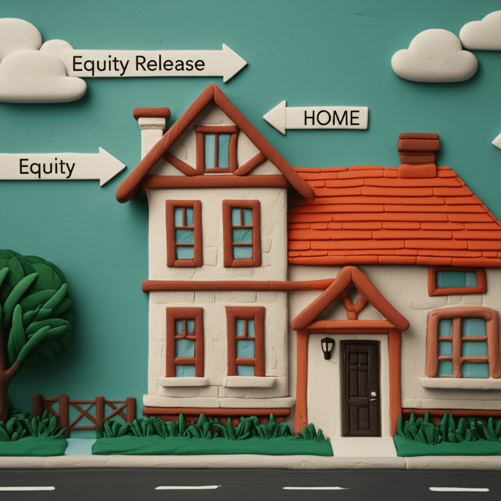 A diagram illustrating how equity is released from an existing home to fund the deposit for a new investment property.
