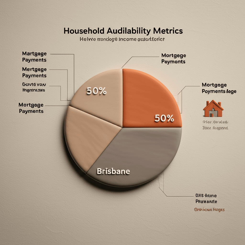 Housing affordability in Brisbane is a key factor, with over 50% of an average household's income now required to service a new mortgage, highlighting growing financial pressure on buyers.