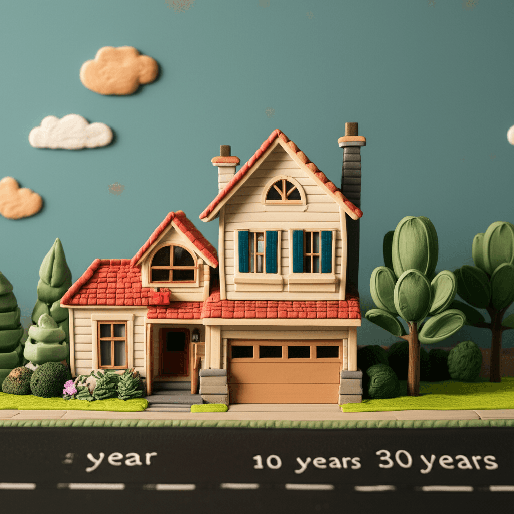 An elegant infographic illustrating the concept of compound growth on a $900,000 property portfolio over 30 years, with milestones at 10, 20, and 30 years.
