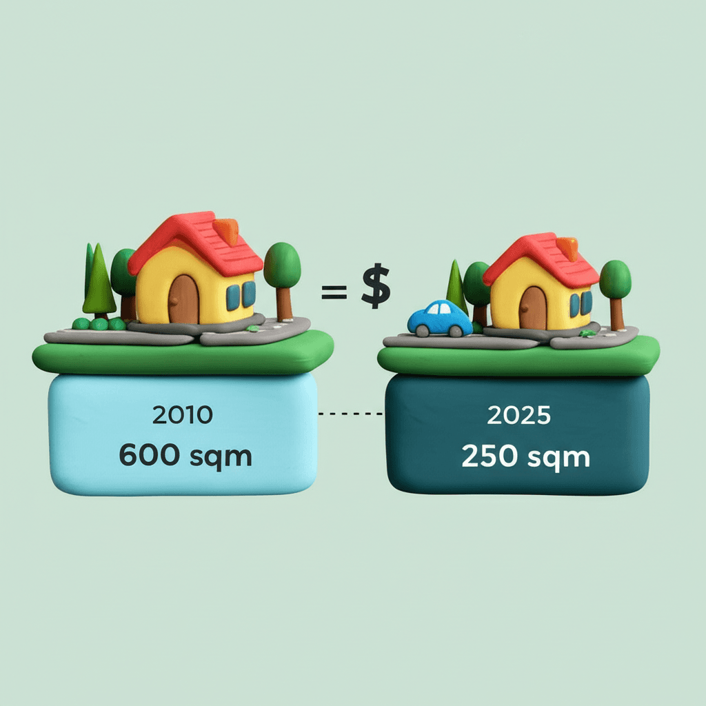 The median price for residential lots has more than doubled in cities like Sydney and Melbourne over the last decade, while the average lot size has significantly decreased.
