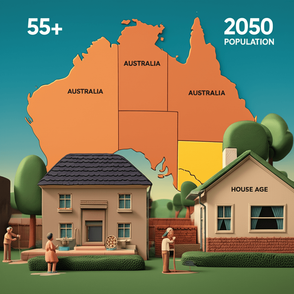Australia is facing a major demographic shift, with one-third of the population projected to be over 55 by 2050, creating a mismatch with the current large-home housing stock.