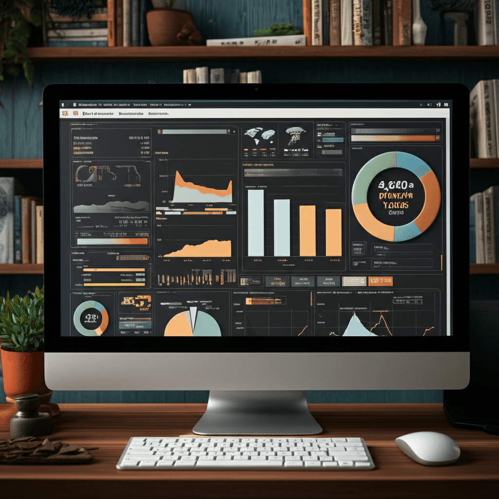 A sophisticated dashboard on a computer screen displaying Melbourne suburb data, including rental yields, population growth, and median prices