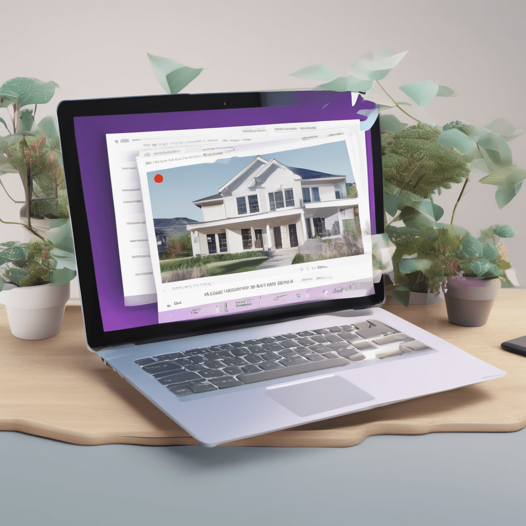 A modern graphic representing an AI-powered property search on a laptop screen