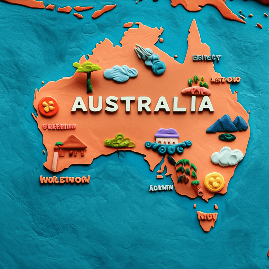 An illustrative map of Australia highlighting major capital cities and surrounding high-growth regional centres