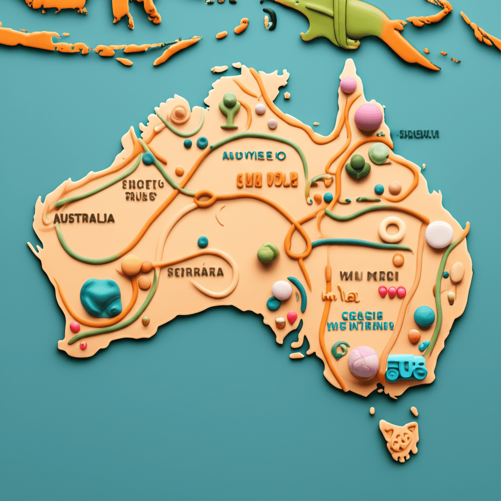 A map of Australia with interconnected nodes pointing to major cities, representing a borderless property investment strategy.