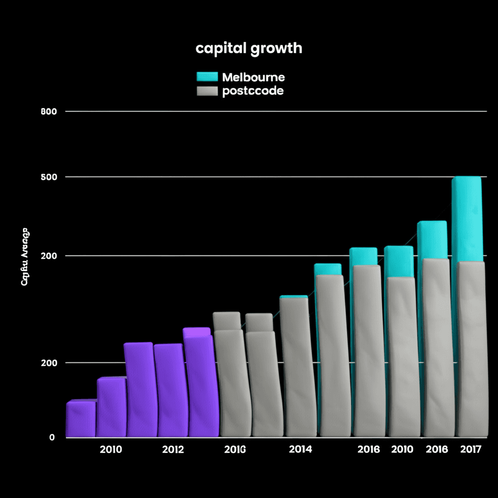 A capital growth chart reveals that the postcode with lower wage growth actually delivered significantly higher property price growth in recent investment periods.