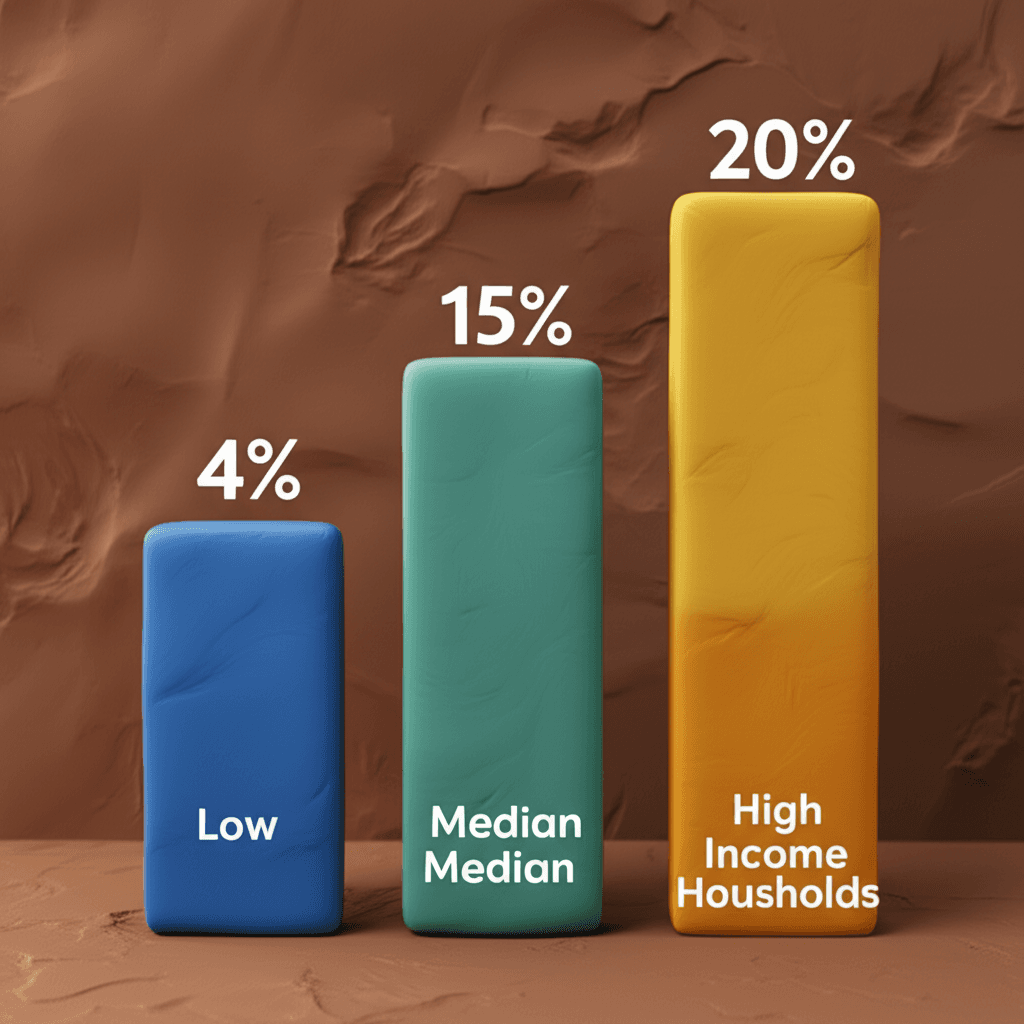 A bar chart comparing the percentage of affordable homes for low, median, and high-income households in Australia in 2025